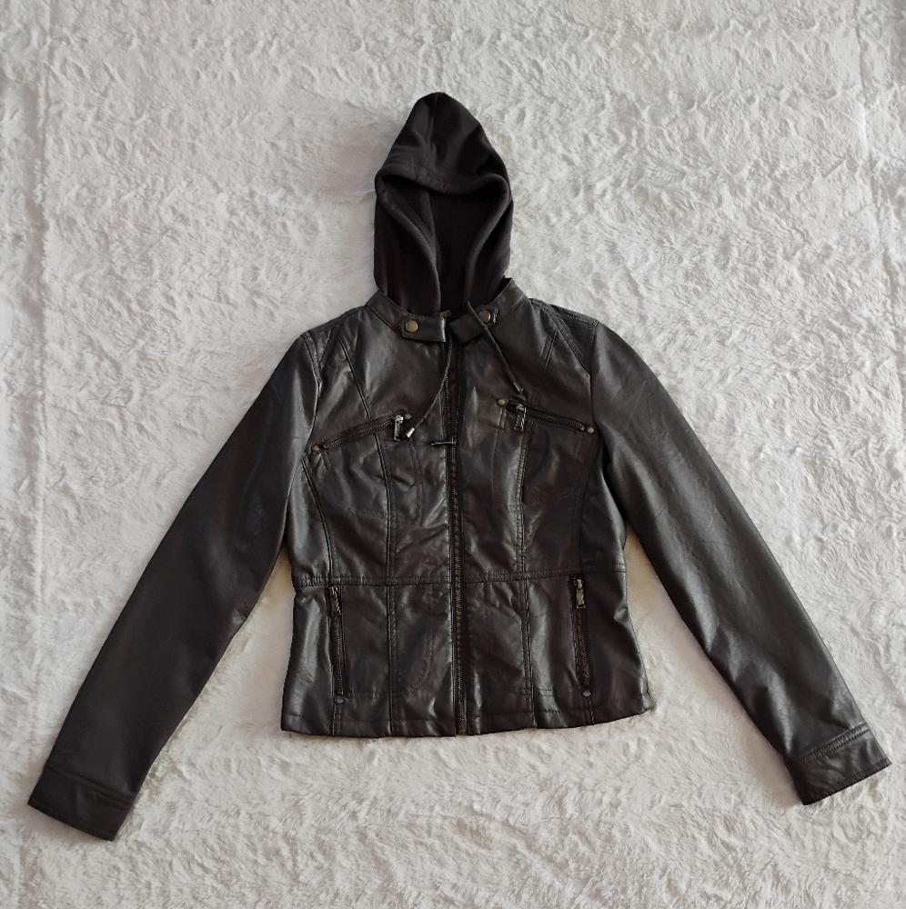 J2 By Jou Jou Gray Faux Leather Jacket